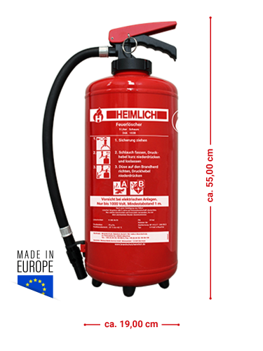 Heimlich S 9 HeF-4 fluorfrei frostsicher 9L Aufladefeuerlöscher inkl. Haterung u. Plakette